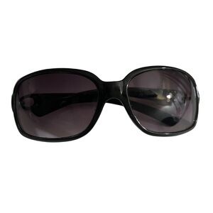 Black Oversized Sunglasses w/ Silver Studded Oval Hardware